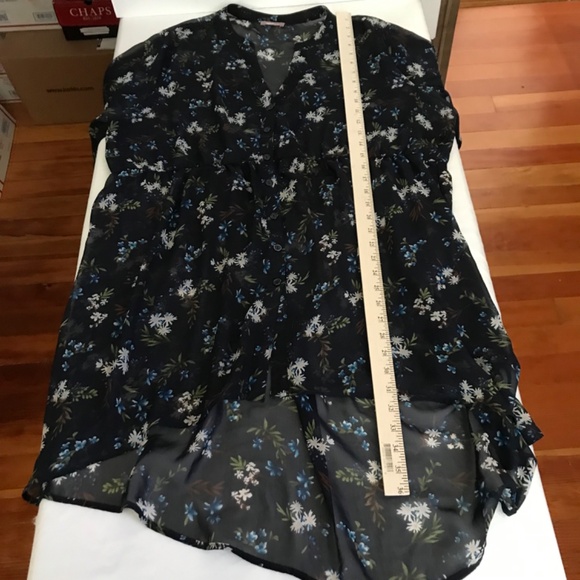 MAUVE Floral Tunic Babydoll Semi Sheer Blouse High Low Hem Women’s Plus Size 2X - Picture 12 of 16